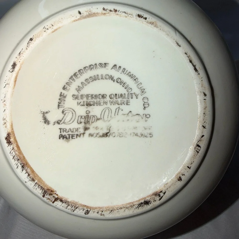 Vintage Drip-O-lator Ceramic Coffee/Teapot - Enterprise Aluminum Co. - Floral - Picture 9 of 12